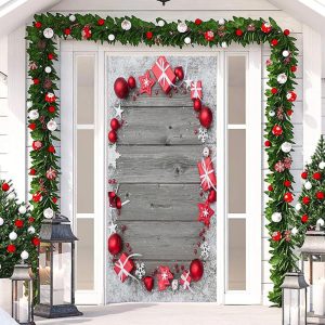 Wood Board Christmas Ball Gifts Snowflake Door Cover - Aperturee