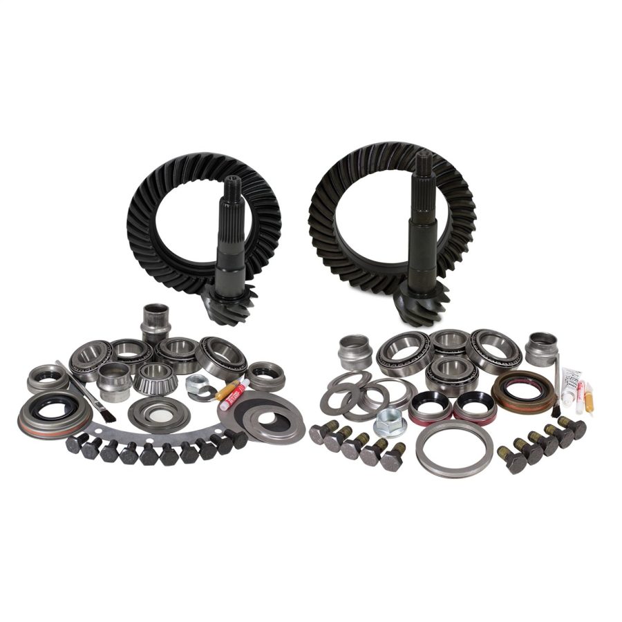 YUKON GEAR YGK007 Differential Ring And Pinion; Re-Gear Kit; DANA 30 Front/ DANA 44 Rear; 4.56 Ratio; With 2 Ring And Pinion Sets/ 2 Installation Kits With Timken Bearings