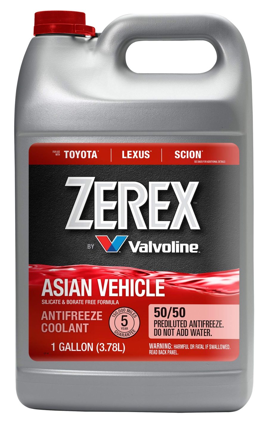 ZEREX 675130 Asian Vehicle Red Silicate and Borate Free 50/50 Prediluted Ready-to-Use Antifreeze/Coolant 1 GA