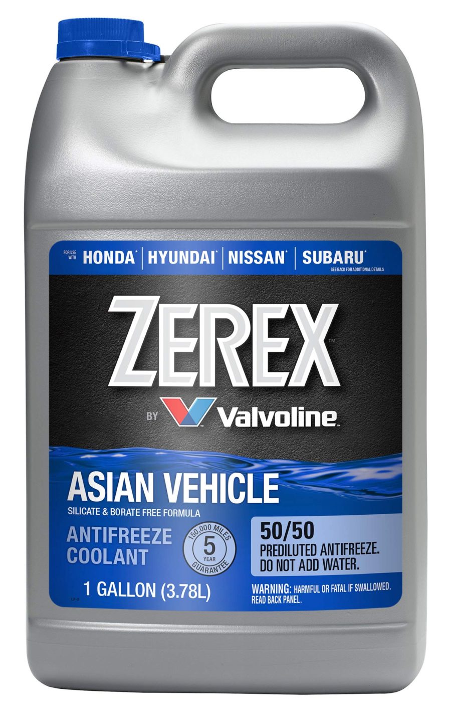 ZEREX 861398 Asian Vehicle Blue Silicate and Borate Free 50/50 Prediluted Ready-to-Use Antifreeze/Coolant 1 GA