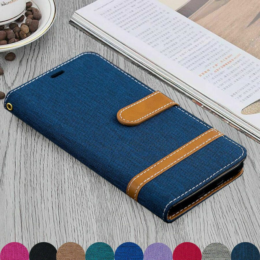 iPhone 12 Mini 12 Pro Max XR 6S 7 8 Plus canvas Leather FLIP MAGNETIC case cover