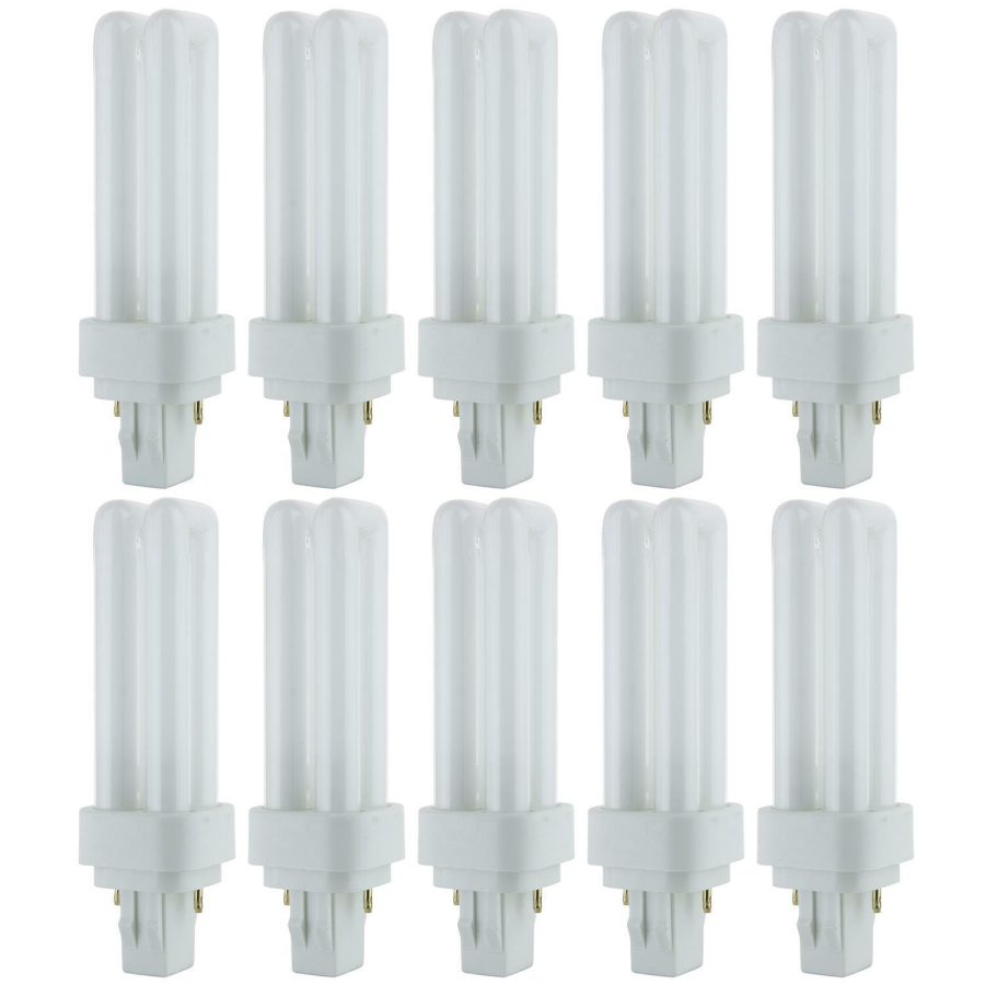 10 Pack Sunlite 13 Watt PLD 2-Pin Twin U-Shaped Twin Tube, GX23-2 Base, Daylight