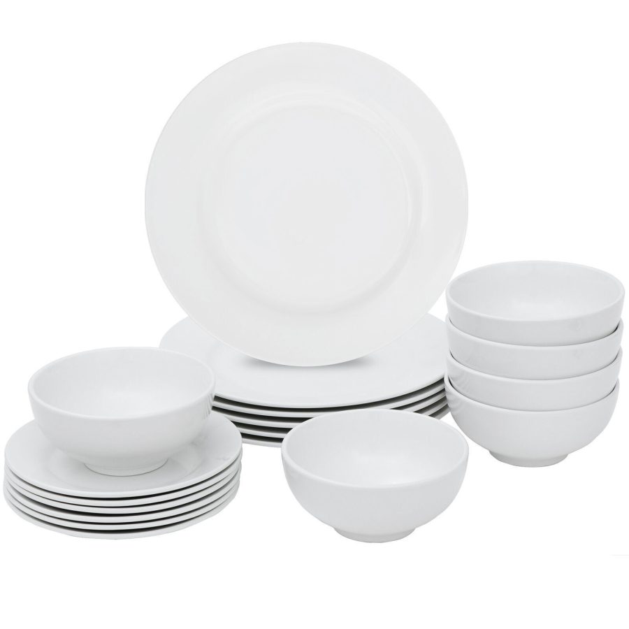 18Pcs Kitchen Dinnerware Set Plates Dishes Bowls Set Service For 6 Daily Use