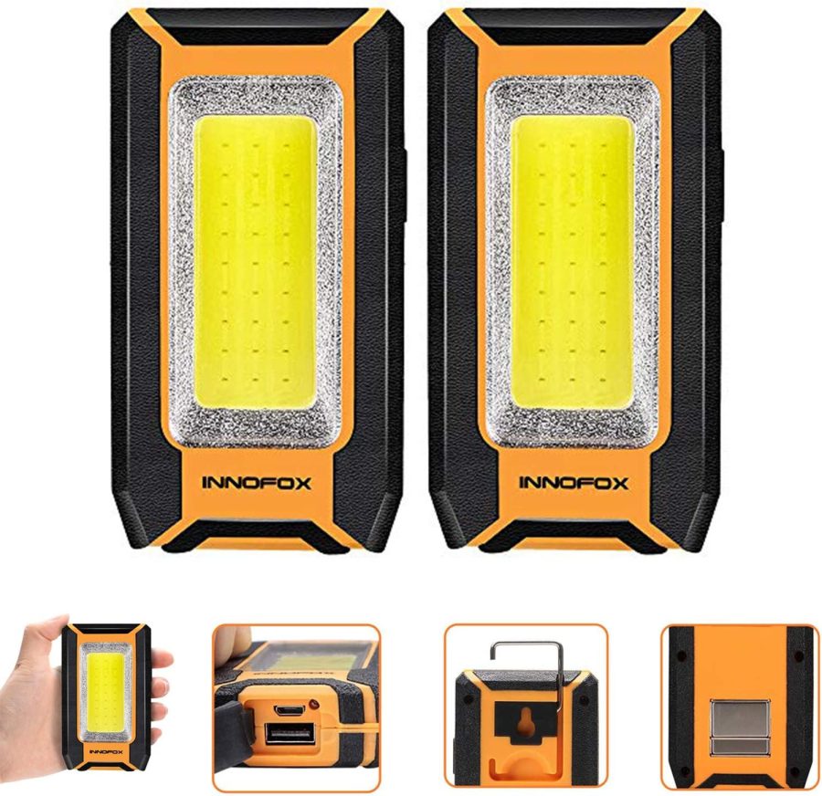 2Pack Led Rechargeable Magnetic Work Light 40W 1500Lumens, Hanging Hook 3 Lighti