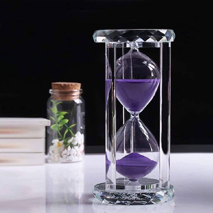 30-Min Hourglass Timer Glass Sand Clock W/Gift Box Purple Home Office Decoration