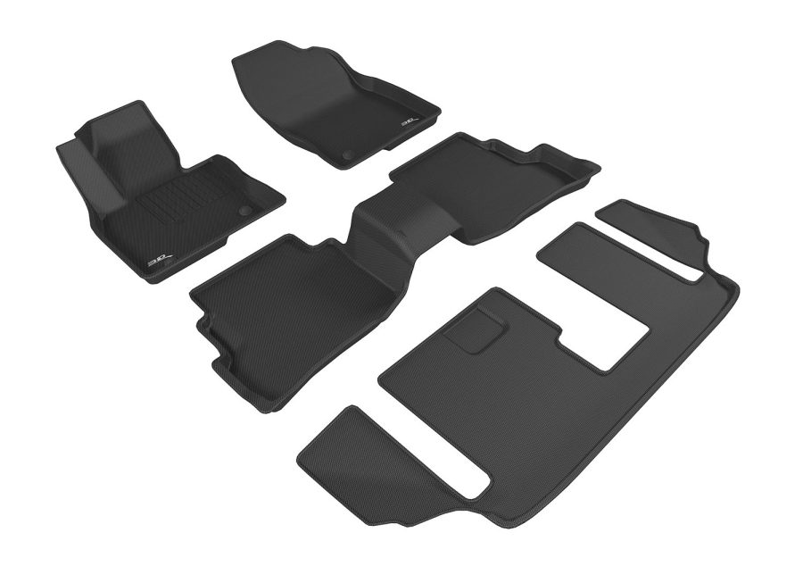 3D MATS L1MZ05701509 Custom Fit KAGU Floor Mat (BLACK) Compatible with MAZDA CX-9 7-SEATS 2016-2023 - Full Set