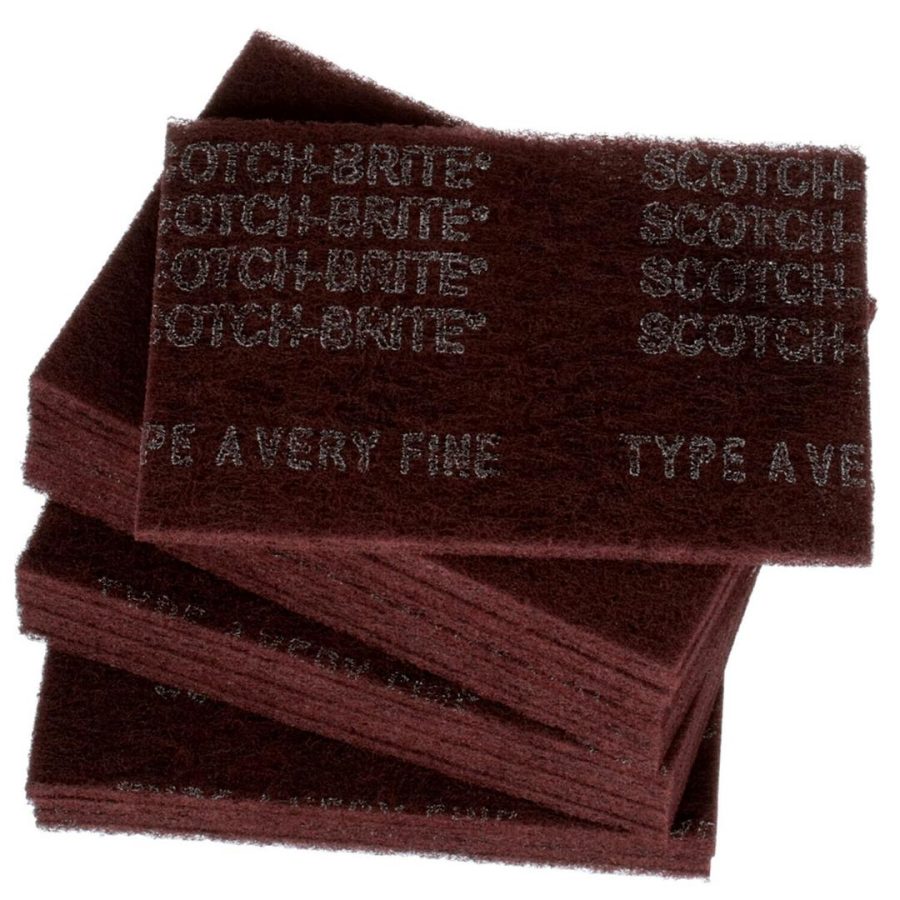 3M 7447 General Purpose Hand Pad, Very Fine Grade, 6 in x 9 in, Pack of 20, Aluminum Oxide, Surface Preparation, Scuffing, Blending, Cleaning, Maroon