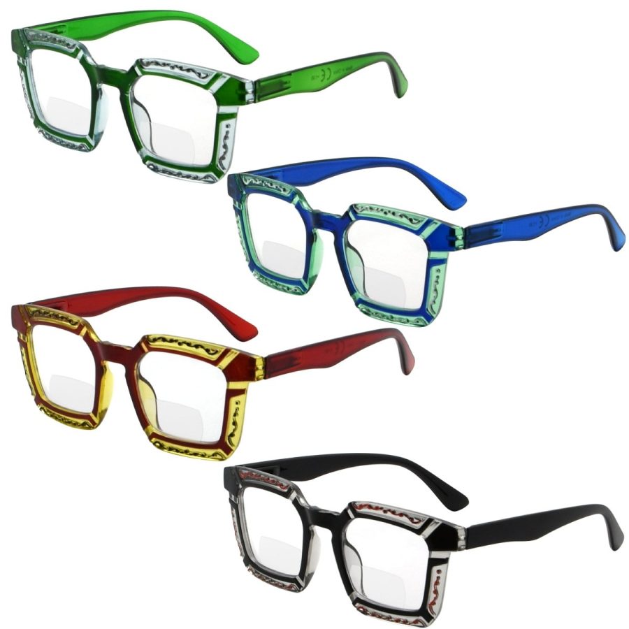 4 Pack Stylish Floral Pattern Bifocal Reading Glasses BR2106