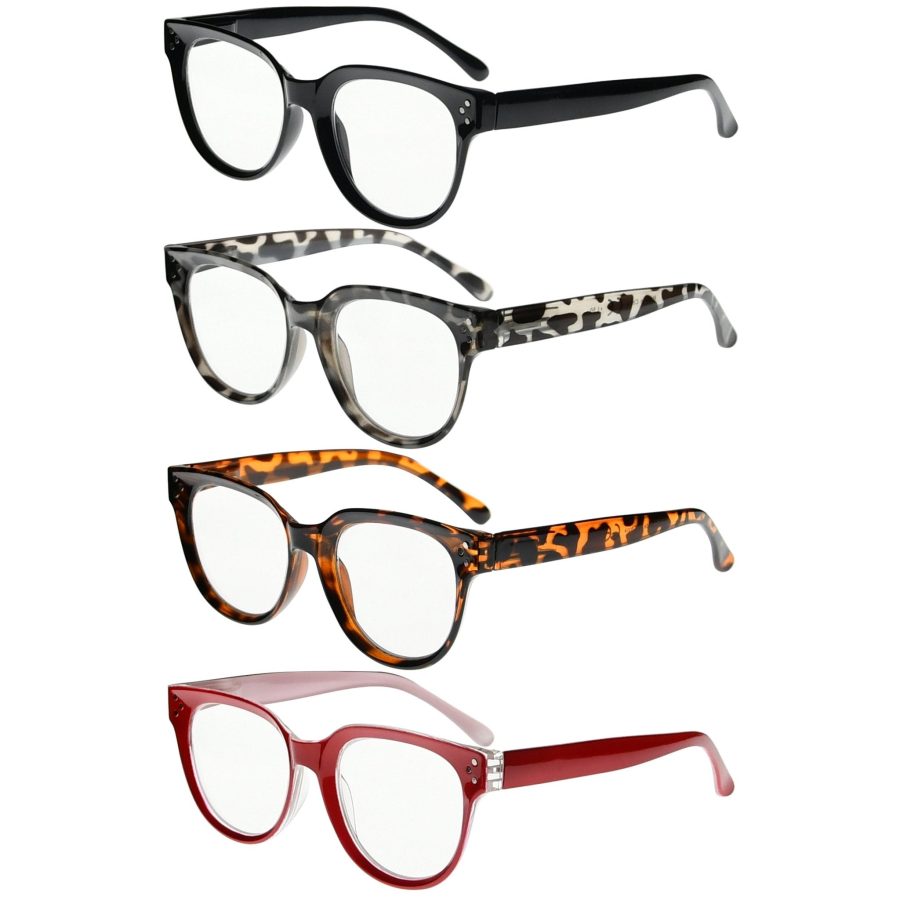 4 Pack Stylish Reading Glasses Thicker Frame Readers R9110