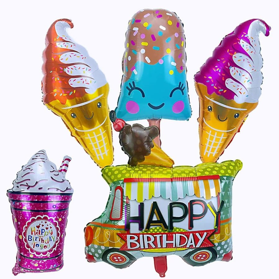 5 Pcs Ice Cream Truck Balloons Candy Theme Baby Shower Summer Beach Kids Sweet H