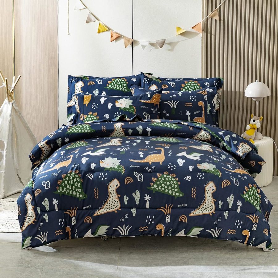 5 Pieces Teens Bed In A Bag Comforter Set Dinosaur Pattern Bedding Set For Boys,