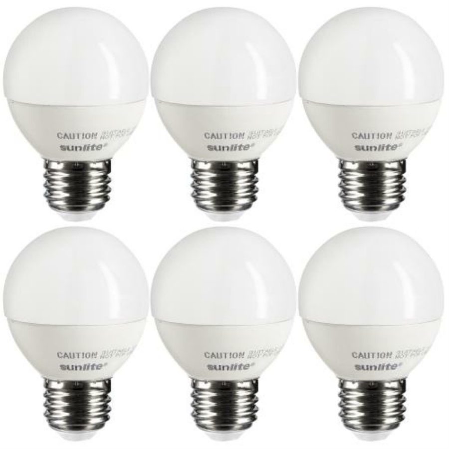 6 Pack Sunlite Dimmable EnergyStar Medium Base Warm White LED Globe G16 7W Frost