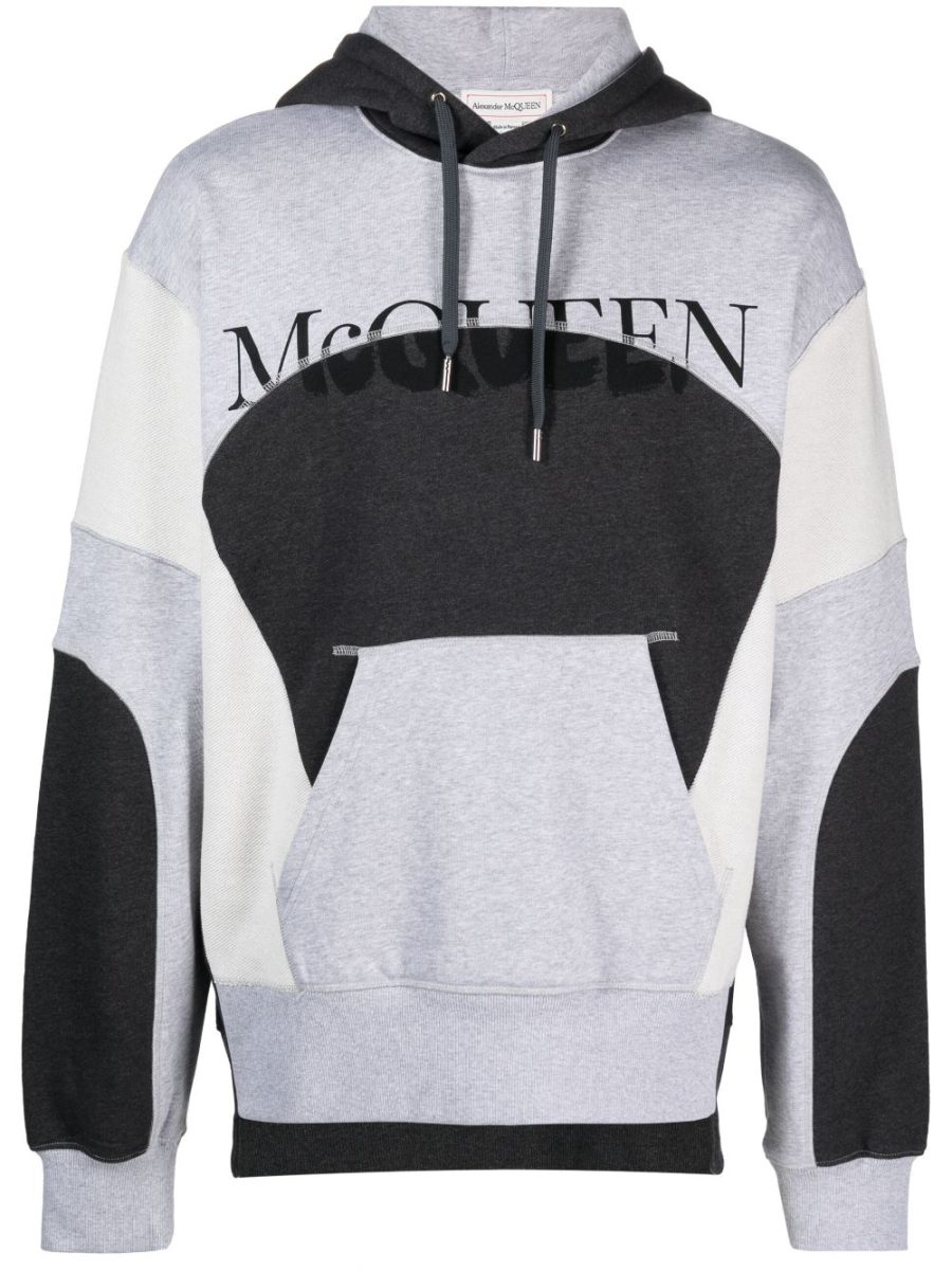 ALEXANDER MCQUEEN Logo Print Cotton Hoodie Grey