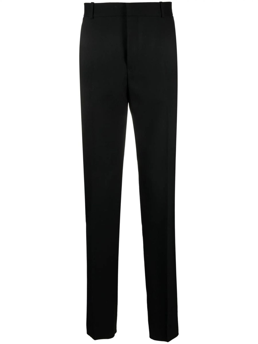 ALEXANDER MCQUEEN Mid-Rise Wool Tailored Trousers Black