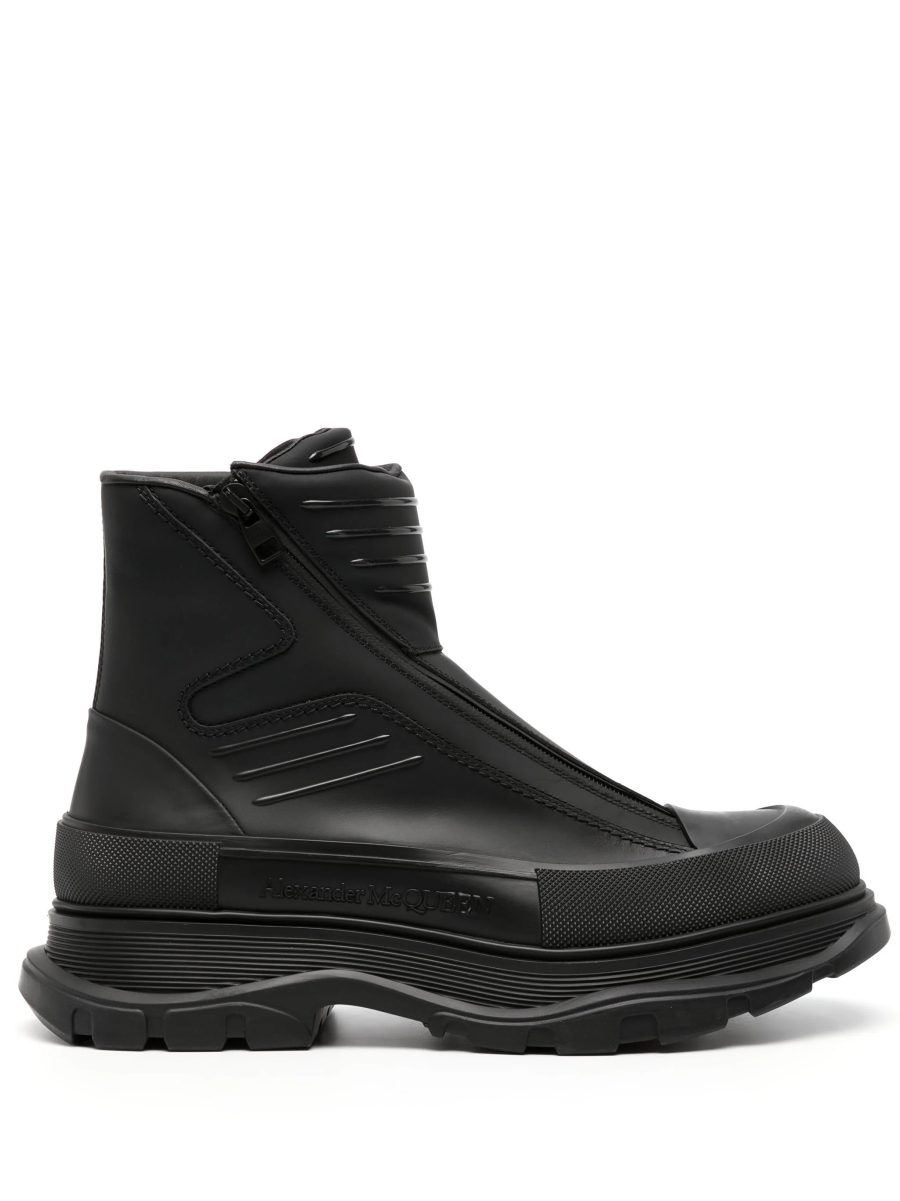 ALEXANDER MCQUEEN Tread Slick 45mm Leather Boots Black