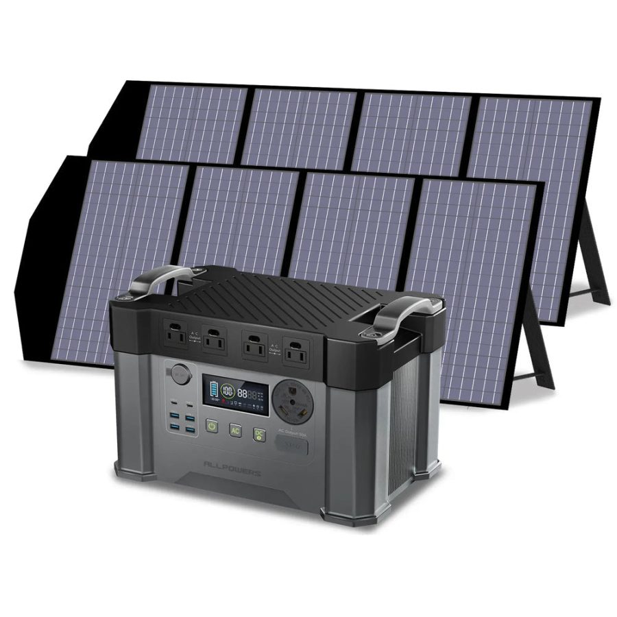 ALLPOWERS Solar Generator Kit 2400W Power Station 140W Solar Panel