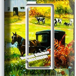 AMISH COUNTRY FARM BARN COWS HORSE CARRIAGE 1 GFCI LIGHT SWITCH PLATE ROOM DECOR