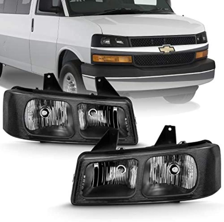 ANZO 111474 2003-2017 Chevy Express Crystal Headlight Black