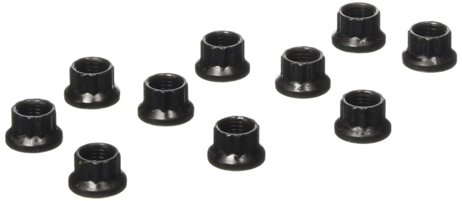 ARP 300-8332 Stainless Steel 3/8-24 12-Point Nuts - Pack of 10, Black