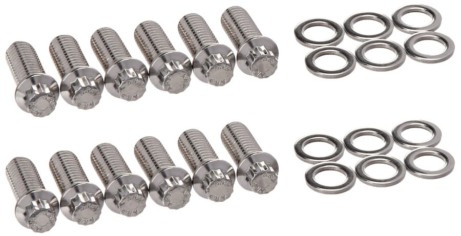 ARP 400-1209 Header Bolts With 12-Point Heads, Polished Stainless Steel, Set Of 12