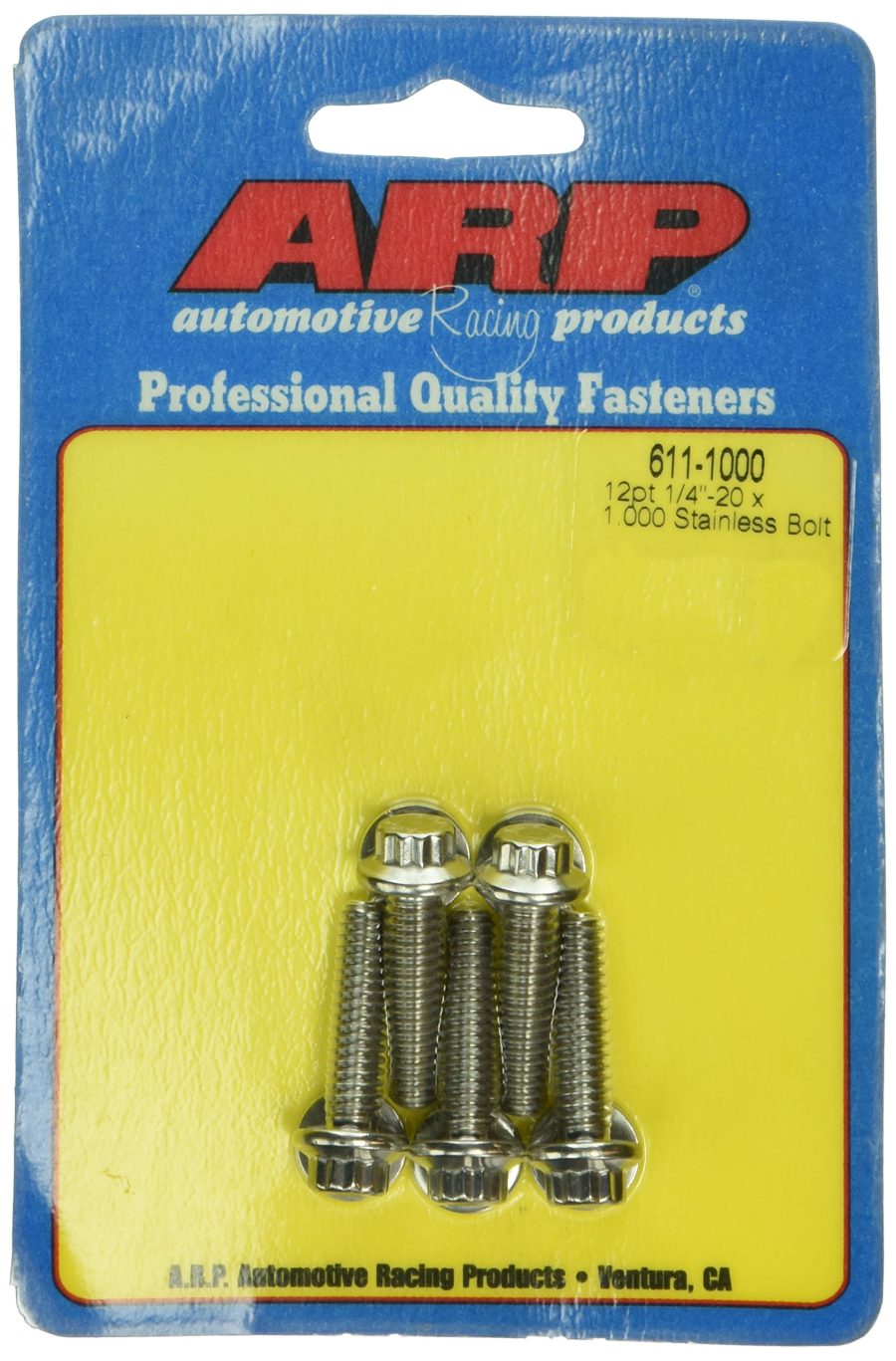 ARP 611-1000 Stainless Steel 1/4-20 12-Point Bolts - Pack of 5