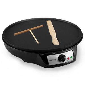 Aluminum Griddle Hot Plate Cooktop - Nonstick 12-Inch Electric Crepe Maker W/ Le