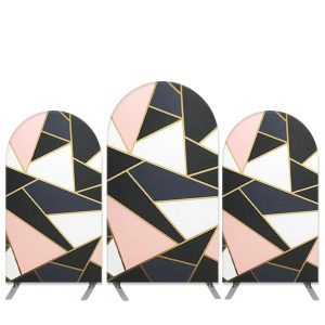 Aperturee Abstracted Pattern Theme Black Pink Birthday Arch Backdrop Kit | Circle Arch Backdrop Diy | Custom Chiara Arched Covers | Diy Arch Backdrop