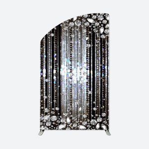 Aperturee Black Diamonds Sparkle Convex Oblique Arch Backdrop | Circle Arch Backdrop Diy | Wedding Arch Backdrop | Round Arch Backdrop Cover