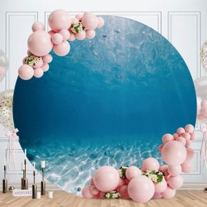 Aperturee Circle Sun And Coconut Summer Beach Backdrop | Birthday Backdrop Ideas | Circle Birthday Backdrop Cover | Round Backdrop Fabric Cover