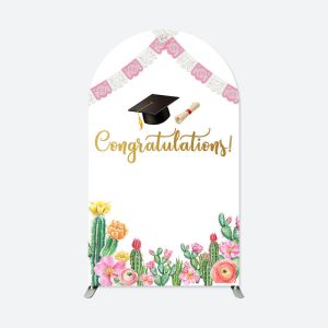 Aperturee Congratulations Cactus Cap Graduation Arch Backdrop | Chiara Wall Backdrop Diy | Circle Arch Backdrop Diy | Round Arch Backdrop Cover