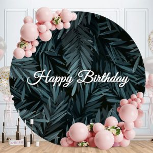 Aperturee Gold Glitter Round Black 50Th Birthday Backdrop | Round Backdrop Cover | Circle Backdrops For Birthday | Circular Birthday Backdrop Cover