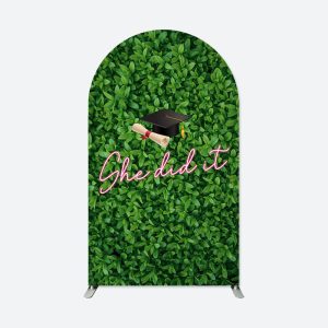 Aperturee Green Plant Leaf Spring Arch Backdrop For Graduation | Diy Round Arch Backdrop | Diy Chiara Backdrop Cover | Chiara Arch Backdrop Diy