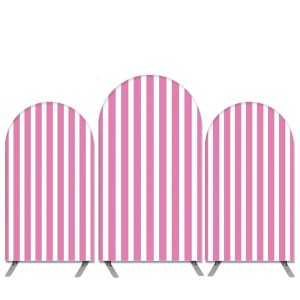 Aperturee Hot Pink And White Stripes Birthday Arch Backdrop Kit | Custom Chiara Arched Covers | Diy Round Arch Backdrop | Chiara Arch Backdrop Diy