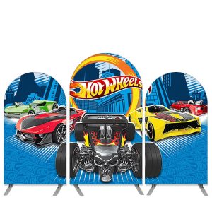 Aperturee Hotwheels Theme Racing Car Birthday Party Arch Backdrop Kit | Wedding Arch Backdrop | Custom Chiara Arched Covers | Chiara Backdrop Cover