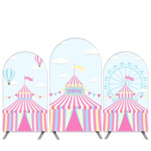 Aperturee Pink Circus Theme Blue Sky Arch Backdrop Kit For Birthday | Round Arch Backdrop Cover | Chiara Arch Backdrop Diy | Diy Arch Backdrop Cover