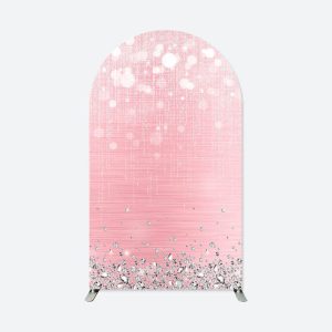 Aperturee Pink Glitter Diamonds Bokeh Arch Backdrop For Party | Chiara Arch Backdrop Diy | Diy Arch Backdrop Cover | Custom Arched Wall Covers