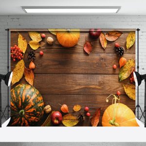 Aperturee Pumpkin Apple Wood Board Fall Photography Backdrop | Fall Festival Photo Backdrop | Fall Festival Backdrop | Diy Fall Photo Backdrop