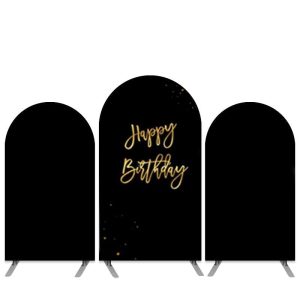 Aperturee Pure Black Gold Happy Birthday Arch Backdrop Kit Banner | Chiara Wall Backdrop Diy | Diy Round Arch Backdrop | Diy Arch Backdrop Cover