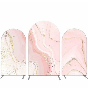 Aperturee Royal Pink Golden Marbling Arch Backdrop Kit For Party | Diy Chiara Backdrop Cover | Round Arch Backdrop Cover | Diy Arch Backdrop Cover