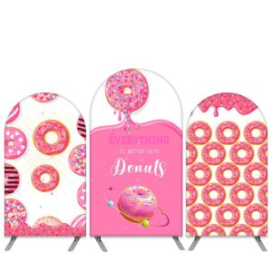 Aperturee Sweet Donuts Theme Pink Birthday Arch Backdrop Kit | Chiara Arch Backdrop Diy | Round Arch Backdrop Cover | Wedding Arch Backdrop