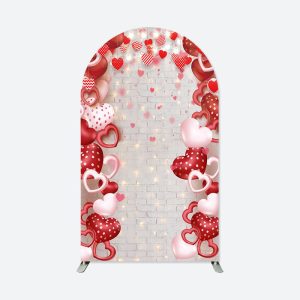 Aperturee Sweet Hearts Brick Wall Glitter Valentine Arch Backdrop | Chiara Arch Backdrop Diy | Round Arch Backdrop Cover | Diy Arch Backdrop Cover