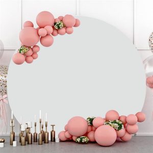 Aperturee White Simple Happy Birthday Round Backdrop for Party