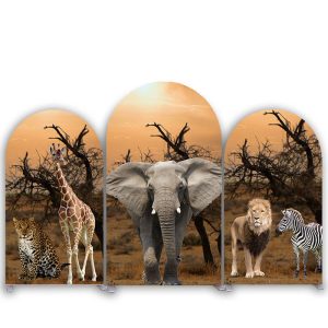 Aperturee Wild Animals In Desert Birthday Arch Backdrop Kit | Custom Arched Wall Covers | Chiara Wall Backdrop Diy | Wedding Arch Backdrop