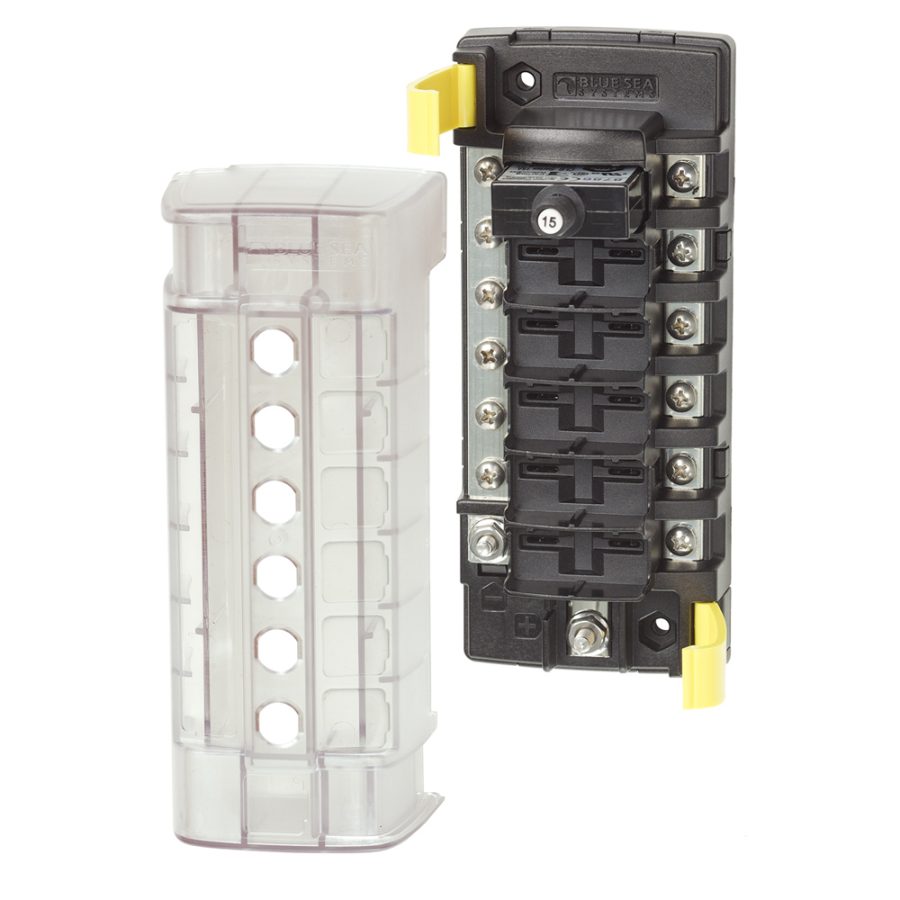 BLUE SEA 5052 ST CLB CIRCUIT BREAKER BLOCK - 6 POSITION WITH NEGATIVE BUS