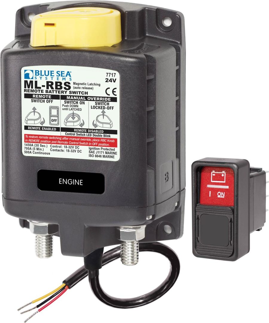 BLUE SEA 7717 ML RBS SPST Solenoid with Manual Control Auto-Release, 24V