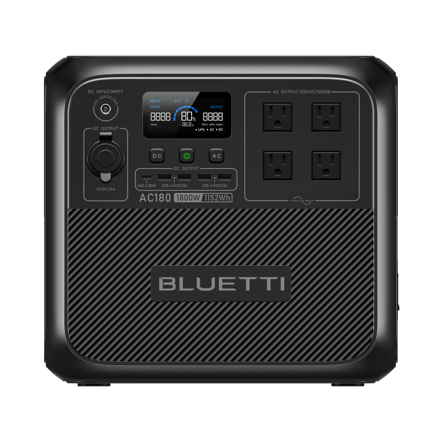 BLUETTI AC180/P Solar Portable Power Station | 1,800W 1,152 | 1440Wh, AC180 | 1800W, 1152Wh Power Station