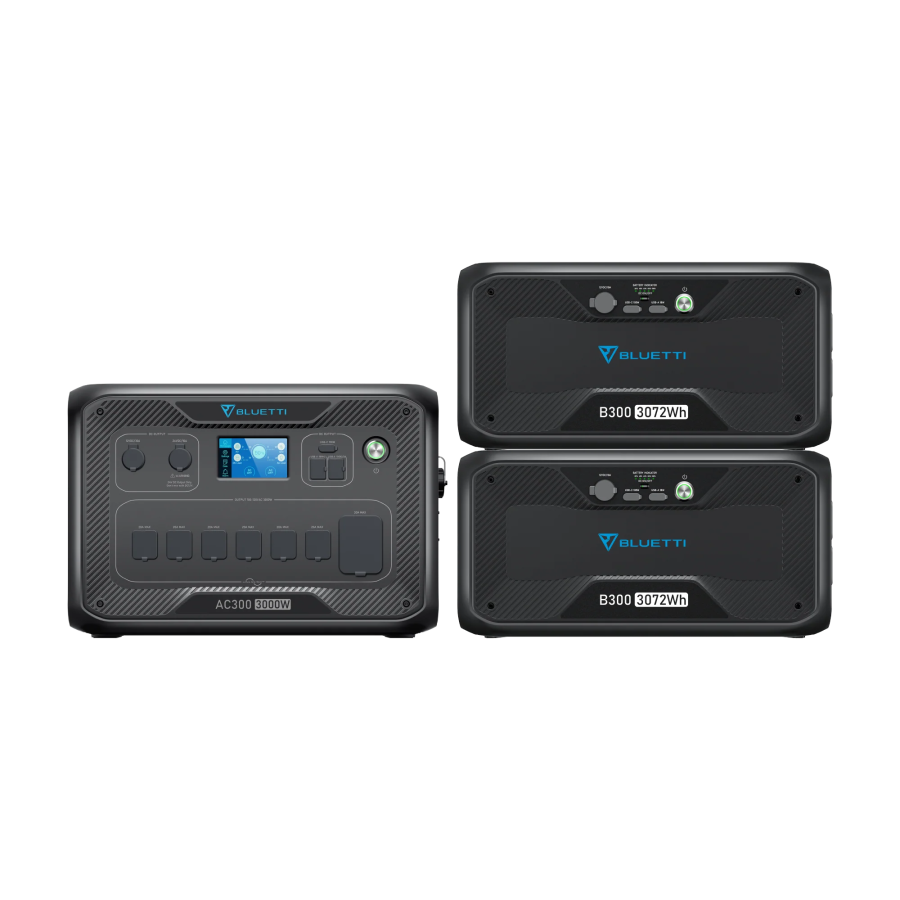 BLUETTI AC300 + 2*B300 Home Battery Backup, AC300+2*B300 | 3000W, 6144Wh Power Kit