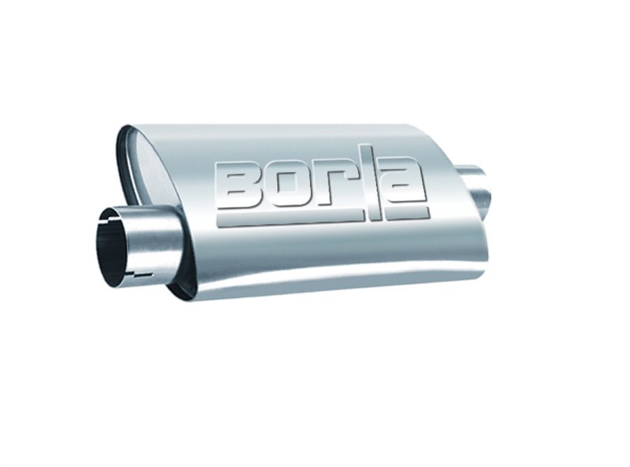 BORLA 40664 ProXS ProXS Muffler 2.25 INCH Offset Inlet/ 2.25 INCH Center Outlet, 4 INCH x 9.5 INCH Oval, 14 INCH Long Body, 19 INCH Overall Length. Universal Part. Reversible Design.