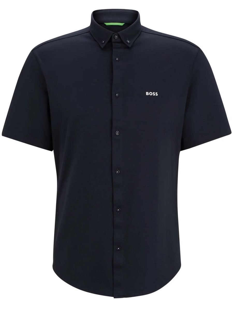 BOSS Logo Embroidered Shirt Dark Blue