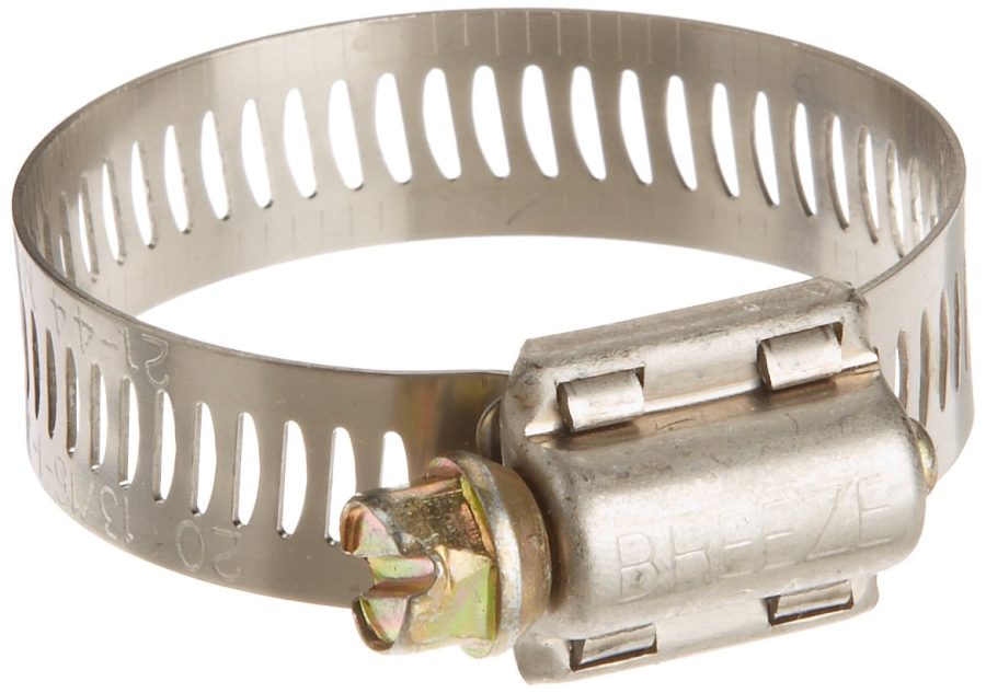 BREEZE 62020H Power-Seal Hose Clamp, Worm-Drive, SAE Size 20, 13/16 INCH to 1-3/4 INCH Diameter Range, 1/2 INCH Bandwidth, Stainless Steel (Case of 10)